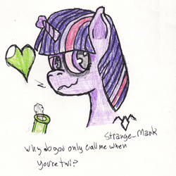 Size: 1276x1276 | Tagged: safe, artist:strange_mark, derpibooru import, twilight sparkle, arctic monkeys, bong, drugs, high, marijuana, pun, solo, traditional art