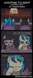 Size: 850x2000 | Tagged: safe, artist:drawponies, artist:terminuslucis, dj pon-3, octavia melody, vinyl scratch, earth pony, pony, unicorn, comic:adapting to night, comic:adapting to night: memories, comic, memories