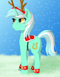 Size: 3500x4500 | Tagged: safe, artist:fia94, lyra heartstrings, pony, absurd resolution, advent calendar, christmas, reindeer antlers, saddle, solo