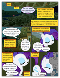 Size: 612x792 | Tagged: safe, artist:newbiespud, edit, edited screencap, screencap, rarity, pony, unicorn, comic:friendship is dragons, the return of harmony, comic, crash, dialogue, dust, eyes closed, female, hedge maze, implied discord, mare, screencap comic, sigh