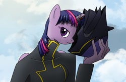 Size: 2000x1300 | Tagged: safe, artist:sonikkudrawings, derpibooru import, twilight sparkle, twilight sparkle (alicorn), alicorn, anthro, code geass, mask, parody, solo