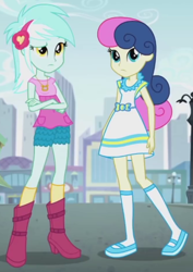 Size: 662x934 | Tagged: safe, screencap, bon bon, lyra heartstrings, sweetie drops, equestria girls, life is a runway, rainbow rocks