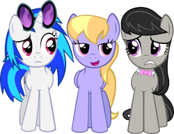 Size: 1290x993 | Tagged: safe, artist:zacatron94, cloud kicker, dj pon-3, octavia melody, vinyl scratch, earth pony, pony