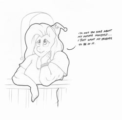 Size: 1280x1259 | Tagged: safe, artist:zacharyisaacs, fluttershy, anthro, pegasus, balcony, beanie, bracelet, breasts, clothes, female, hat, hootershy, jewelry, mare, muscles, muscleshy, shirt, simple background, solo, tumblr comic, white background, window