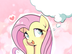 Size: 1024x768 | Tagged: safe, artist:haden-2375, fluttershy, pegasus, pony, cute, female, mare, shyabetes, smiling, solo, thought bubble
