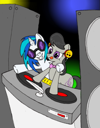 Size: 535x683 | Tagged: safe, artist:shotoman, dj pon-3, octavia melody, vinyl scratch, earth pony, pony, role reversal