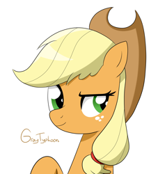 Size: 2000x2200 | Tagged: safe, artist:graytyphoon, applejack, earth pony, pony, bust, portrait, simple background, solo, white background