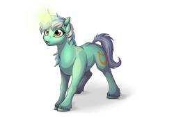 Size: 3500x2400 | Tagged: safe, artist:lupiarts, lyra heartstrings, pony, unicorn, curious, cute, digital art, lyrabetes, magic, simple background, solo, standing, transparent background, unshorn fetlocks