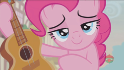 Size: 1234x694 | Tagged: safe, screencap, pinkie pie, pony, honest apple, guitar, lidded eyes, solo