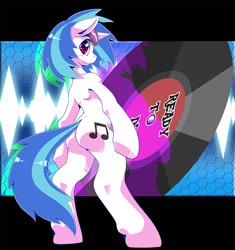 Size: 777x827 | Tagged: safe, artist:oze, dj pon-3, vinyl scratch, pony, semi-anthro, unicorn, plot, solo