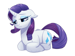 Size: 1024x766 | Tagged: safe, artist:meanncat, rarity, pony, unicorn, cute, female, floppy ears, mare, ponyloaf, prone, raribetes, sad, simple background, solo, speedpaint available, transparent background