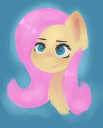 Size: 2890x3600 | Tagged: safe, artist:missfreakii, fluttershy, pegasus, pony, bust, looking at you, portrait, smiling, solo