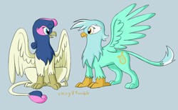 Size: 1300x800 | Tagged: safe, artist:shinyvulpix, bon bon, lyra heartstrings, sweetie drops, griffon, griffonized, species swap