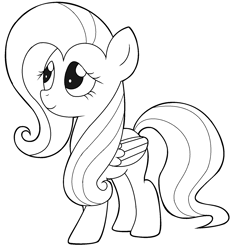 Size: 1617x1726 | Tagged: safe, artist:pinkiepie6680, fluttershy, pegasus, pony, female, lineart, mare, monochrome, solo