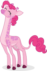 Size: 921x1404 | Tagged: safe, artist:punzil504, pinkie pie, giraffe, fluttershy leans in, cute, diapinkes, eyes closed, giraffe pie, giraffied, happy, simple background, smiling, solo, species swap, transparent background, vector