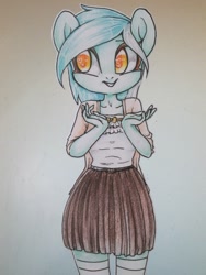 Size: 768x1024 | Tagged: safe, artist:aphphphphp, lyra heartstrings, anthro, heart eyes, solo, traditional art, wingding eyes