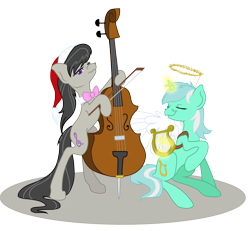 Size: 2502x2315 | Tagged: safe, artist:shiny-pebble, lyra heartstrings, octavia melody, earth pony, pony, unicorn, female, green coat, horn, mare, two toned mane