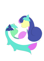 Size: 5100x7014 | Tagged: safe, artist:themagicwalrus, part of a set, bon bon, lyra heartstrings, sweetie drops, earth pony, pony, unicorn, absurd resolution, bust, female, flower, flower in hair, horn, lineless, mare, minimalist, portrait, profile, simple background, transparent background