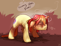 Size: 1024x768 | Tagged: safe, artist:atryl, oc, oc only, oc:dinsfire, pony, unicorn, solo, wet