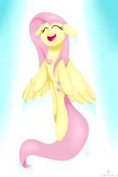 Size: 2000x3000 | Tagged: safe, artist:truffle shine, fluttershy, pegasus, pony, female, flying, happy, heart shaped, looking up, mare, signature, smiling, solo, wings