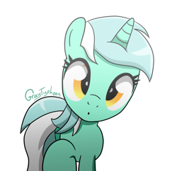 Size: 1650x1600 | Tagged: safe, artist:graytyphoon, lyra heartstrings, :o, cute, head tilt, looking at you, lyrabetes, raised leg, simple background, solo, white background