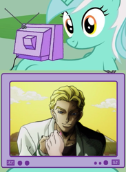 Size: 563x770 | Tagged: safe, lyra heartstrings, diamond is unbreakable, exploitable meme, hand, jojo's bizarre adventure, meme, obligatory pony, spoilers for another series, this will end in tears and/or death, tv meme, yoshikage kira, yoshikage lyra