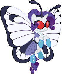 Size: 1001x1197 | Tagged: safe, artist:cloudyglow, rarity, pony, unicorn, butterfree, clothes, cosplay, costume, crossover, pokémon