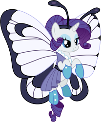 Size: 1001x1197 | Tagged: safe, artist:cloudyglow, rarity, butterfly, pony, unicorn, butterfree, clothes, cosplay, costume, crossover, pokémon, solo