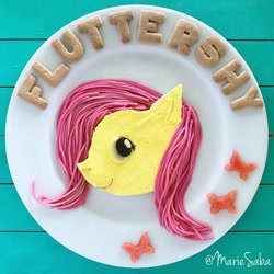 Size: 1080x1080 | Tagged: safe, fluttershy, pony, food, food art, irl, photo, solo