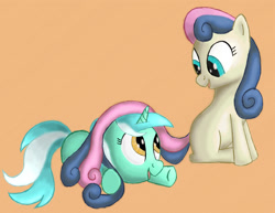 Size: 1590x1227 | Tagged: safe, artist:grennadder, bon bon, lyra heartstrings, sweetie drops, adorabon, bon bon is amused, cute, lyrabetes, simple background, smiling