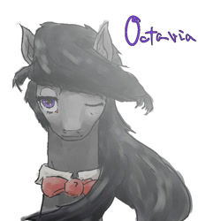 Size: 700x700 | Tagged: safe, artist:sasho1223, octavia melody, earth pony, pony, pixiv, solo, wink