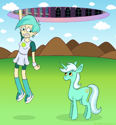 Size: 662x712 | Tagged: safe, artist:hellarmy, lyra heartstrings, tennis match, equestria girls, friendship games, background human, bad end, dimensional cracks, ms paint, portal, that pony sure does love humans, this will not end well