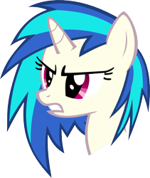 Size: 706x836 | Tagged: safe, artist:redtoxindash, dj pon-3, vinyl scratch, pony, unicorn, angry, bust, female, frown, horn, mare, portrait, simple background, solo, teeth, transparent background, vector