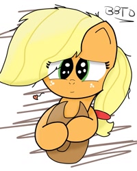 Size: 1024x1278 | Tagged: safe, artist:bronybehindthedoor, applejack, earth pony, pony, digital art, hat, heart, looking at you, signature, solo