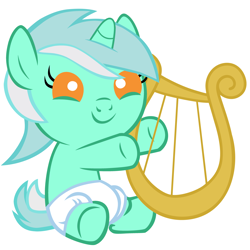 Size: 4000x4000 | Tagged: safe, artist:beavernator, lyra heartstrings, pony, baby, baby pony, cute, diaper, filly lyra, lyrabetes, lyre, solo