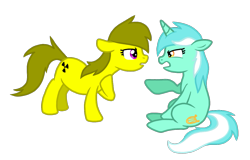 Size: 1237x793 | Tagged: safe, artist:nukeleer, lyra heartstrings, oc, argument, duo, simple background, transparent background, vector