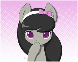 Size: 1000x800 | Tagged: safe, artist:jdan-s, octavia melody, earth pony, pony, blushing, bow, cute, headband, looking at you, solo, tavibetes