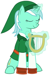 Size: 668x995 | Tagged: safe, artist:pageturner1988, lyra heartstrings, crossover, link, lyre, music, simple background, solo, the legend of zelda, transparent background, vector