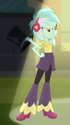 Size: 365x646 | Tagged: safe, screencap, lyra heartstrings, all's fair in love and friendship games, equestria girls, friendship games, >:c, cropped, hat, top hat