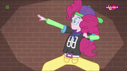 Size: 1366x768 | Tagged: safe, screencap, pinkie pie, dance magic, equestria girls, spoiler:eqg specials, kris kross, mc pinkie, pose, rapper pie, solo, teletoon