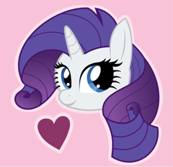 Size: 604x579 | Tagged: safe, artist:giantsquidie, rarity, pony, unicorn, bust, cute, female, head only, heart, mare, pink background, portrait, raribetes, simple background, solo