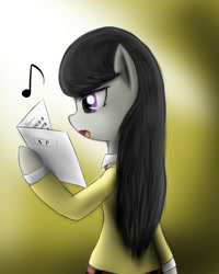 Size: 800x1000 | Tagged: safe, artist:sticky-plaster, octavia melody, earth pony, pony, semi-anthro, sheet music, solo