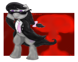 Size: 876x698 | Tagged: safe, artist:yukinzu, octavia melody, earth pony, pony, digital art, mafia, solo