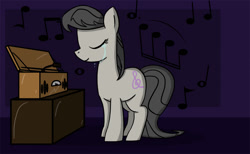 Size: 975x600 | Tagged: safe, artist:eliwood10, octavia melody, earth pony, pony, black mane, crying, female, gray coat, mare, solo