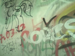 Size: 640x480 | Tagged: safe, lyra heartstrings, changeling, graffiti, irl, photo