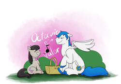 Size: 1373x957 | Tagged: safe, octavia melody, oc, oc:master valor mccloud, earth pony, pony, canon x oc, picnic, picnic basket