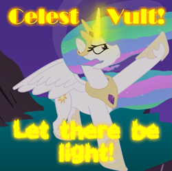 Size: 899x897 | Tagged: safe, artist:dracoblair, princess celestia, alicorn, pony, bible, deus vult, genesis, latin, solo