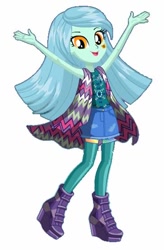 Size: 364x556 | Tagged: safe, lyra heartstrings, equestria girls, legend of everfree, box art, camp fashion show outfit, looking at you, simple background, smiling, solo, white background