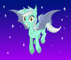 Size: 1965x1668 | Tagged: safe, artist:horsesass, lyra heartstrings, alicorn, bat pony, bat pony alicorn, pony, alicornified, bat ponified, irrational exuberance, lyracorn, night, race swap, smiling, solo