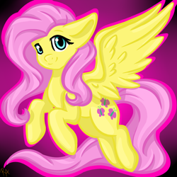 Size: 1024x1024 | Tagged: safe, artist:healerpip, fluttershy, pegasus, pony, floppy ears, looking at you, smiling, solo, spread wings, wings